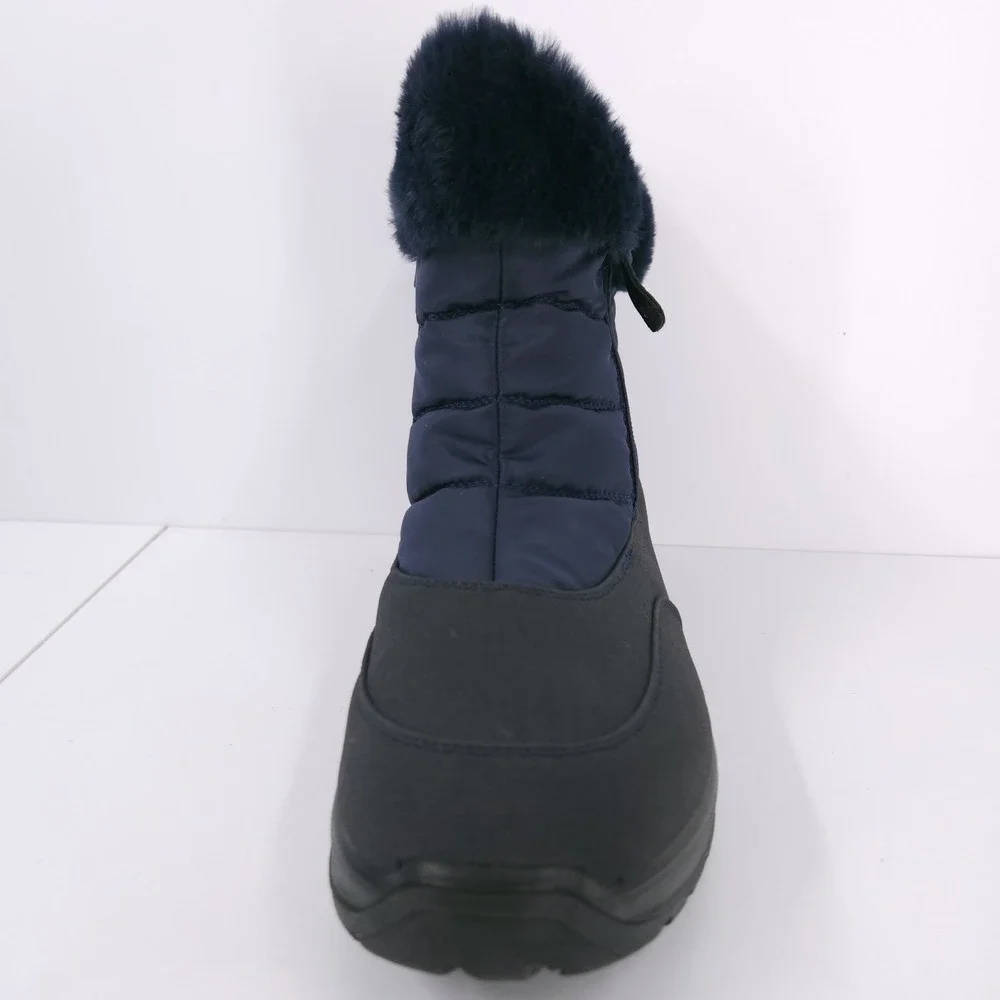Easy Street Dry Waterproof Frosty Navy‎ Winter Booties Cozy Zip Womens Size 9 WW